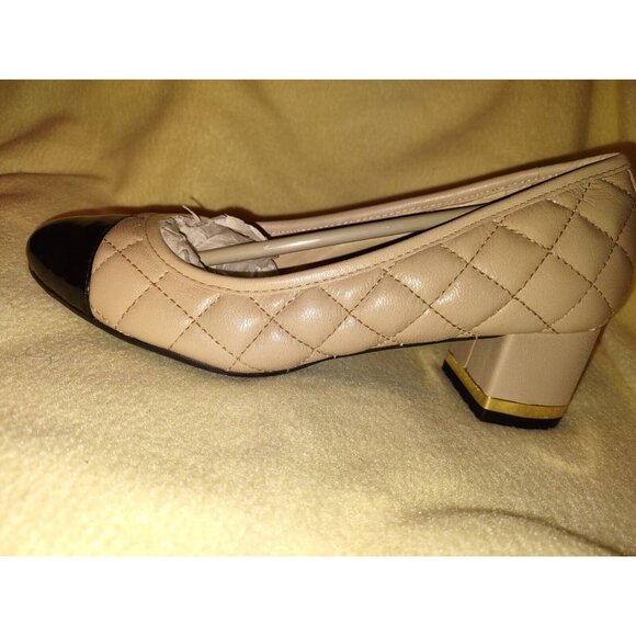 Isaac Mizrahi Live Wedge Heel Womens 7.5M Brown Leather Black Gold Trim - Picture 2 of 16